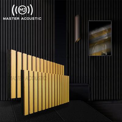 China Contemporary Key Acoustic Soundproof Wall And Ceiling Slats Laminated Wood Veneer Pet Acoustic Panel For Auditorium Hall for sale