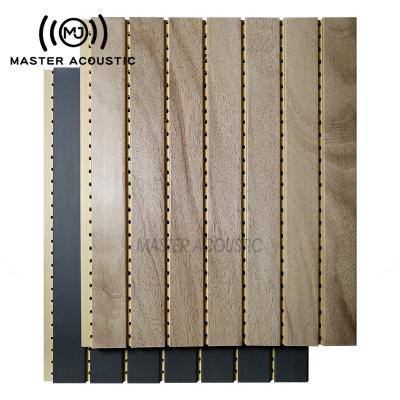 China Modern Key Acoustic Panels Sound Proof Wooden Grooved Wood Paneling WPC Acoustic Panel For Wall for sale