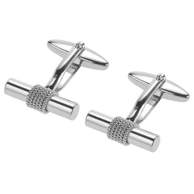 China Fashion Accessories Simple Design Metal Wrapped Silver Bar Cufflinks Man for sale