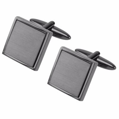 China Simple Fashion Accessories Classic Brushed Black Gunmetal Square Cufflinks for sale