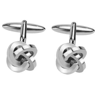 China Fashion Accessories Men's Metal Love Knot Customs Value Silver Cufflink for sale