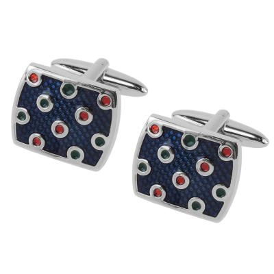 China Fashion Accessories Custom Blue Enamel with Red and Green Dots Cufflinks for sale