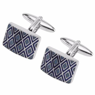 China Fashion Accessories Custom Mens Jewelry Blue Tone Enamel Cuff Ties for sale