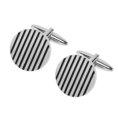 China Fashion Accessories Wholesale Solid Men's Tuxedo Cufflinks With Black Lines for sale