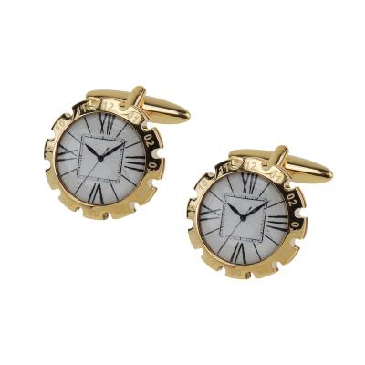 China Fashion Accessories Gold Plated Real Mini Watch Men Cufflinks for sale