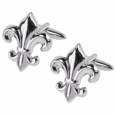 China French Royal Silver Fleur De Lis Cufflinks Fashion Accessories For Men for sale