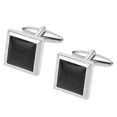 China Fashion Accessories Vintage Black Carbon Fiber Square Cufflinks Sale for sale