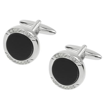 China Fashion Accessories Round Semi-precise Crystal Cufflinks in Brass for Men for sale