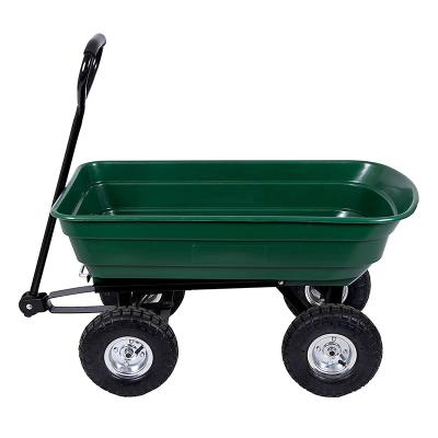 China Manufacturer Custom Wholesale Green Garden Cart Wheelbarrow Daily Dump Lawn Cart for sale