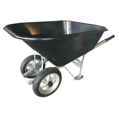 China North America 200 L Heavy Duty Non-flat Tire 2 Freewheel Wheelbarrow Yard Lawn Work Cart Trolley for sale