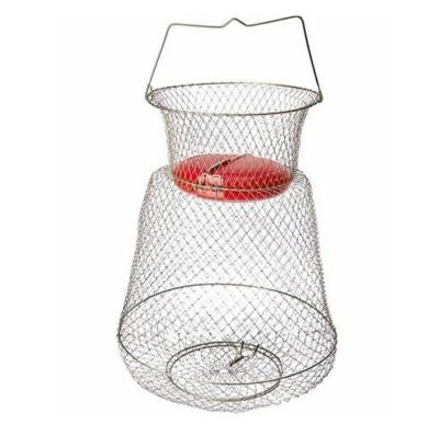 China Foldable Fish Powder Coating Float Basket Shrimp Trap Net Fishing Cage for sale