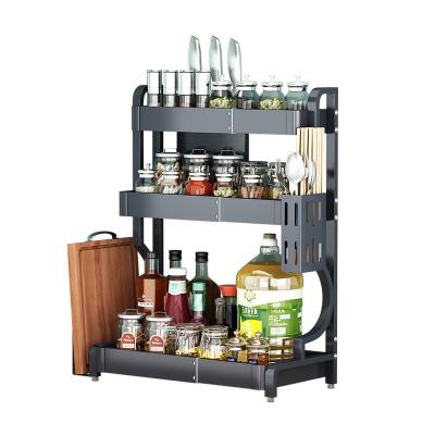 China Freshness Preservation Kitchen Cookware Spice Rack Dismountable 3-Layer Multifunctional Kitchen Storage Set for sale