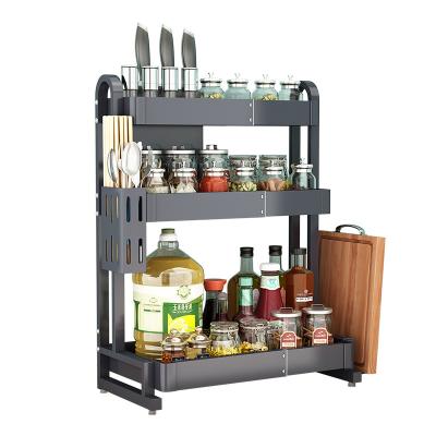 China Hot Selling Freshness Preservation 3 Layer Kitchen Storage Spice Rack Stainless Steel Spice Rack for sale