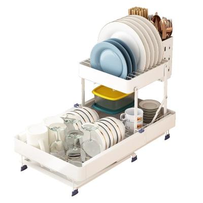 China Morden Hot Selling Large Capacity Rustproof Dish Drying Rack With Drainer And Adjustable Water Outlet for sale