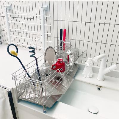 China 2022 New Design Stainless Steel Dish Drainer Modern Foldable Stainless Steel Dish Drying Rack for sale