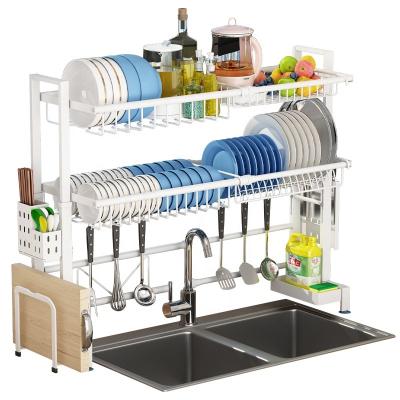 China Hot Selling Large 62-97cm Viable Storage Kitchen Counter Racks Drop Down Organization Over Sink Dish Drying Rack Rack for sale