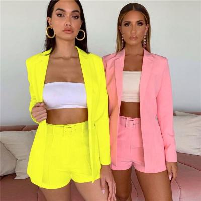 China Anti-static women's long sleeve blazer suit and set shorts two-piece outfits for women blazer suit for sale