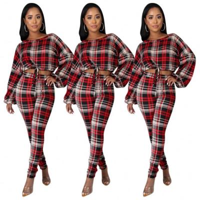 China 2020 Anti-Static Women Tilted Shoulder Two Piece Set Woman Printed Sportswear Women 2 PC Two Piece Outfit for sale