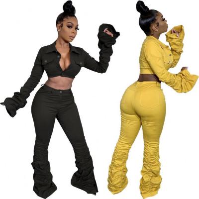 China Wholesale Breathable Autumn New Style Fashion 2 Piece Set Outfits Stacked Women's Clothing Set Two Piece Pants for sale