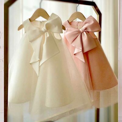 China Anti-static girls dress Korean full moon girl skirt big bow girl dress birthday holiday dress for sale