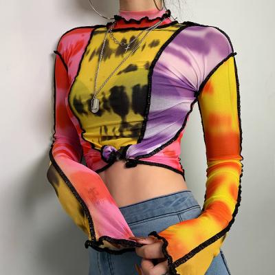 China Cheap wholesale clothing boutique anti-shrink ladies long sleeve t-shirt printing turtle neck stripe long sleeve t-shirt 2022 for sale