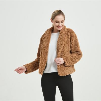 China Customized Warm Comfortable Women Windproof Shear Brown Sherpa Jacket for sale