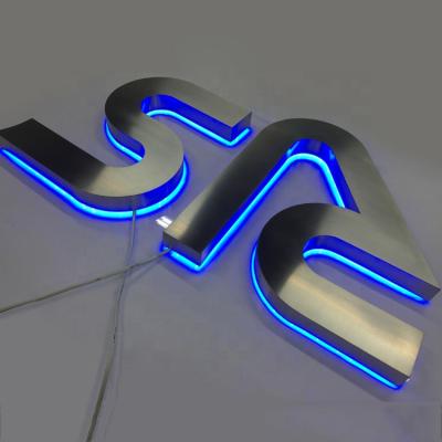 China Suitable for long term work and easy installation laser cut 304 stainless backlit led back track letters behind light signs for sale