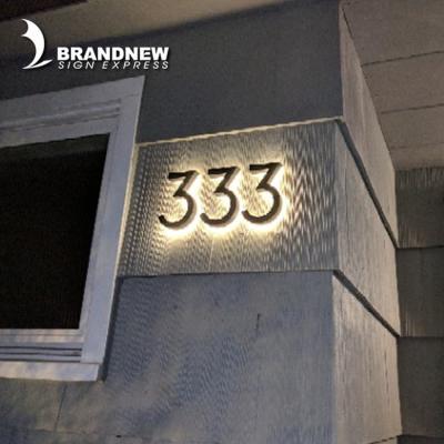 China Indoor House Hotel Door Numbers 6000k Backlit Led House Metal Numbers Stainless Steel Numbers for sale