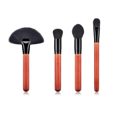 China Angular Blush Makeup Facial Brush Cleaner Rose Wood Handle Foundation Powder Professional Cosmetic Eyeshadow Tools Wholesale Price 4pcs for sale