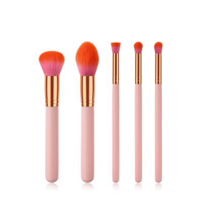 China Angular Blush High Quality Private Handle Pink Wood Base Brushes Vegan Professional Custom Makeup Brush Set for sale