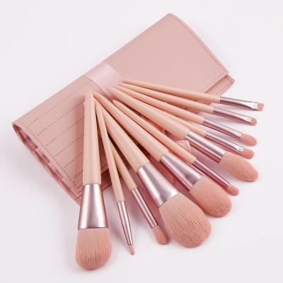 China High Quality Vegan Makeup Brush Set Makeup Brush Set Pale Pink Makeup Brushes Professional Kit with PU Bag for sale