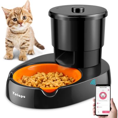 China Tolopu Automatic APP Smart Pet Feeder Cat Dog Food Dispenser Plastic Timing Feeding Bowl for sale