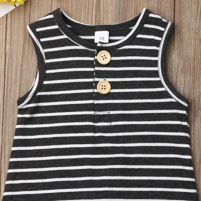 China 2021 Cotton Baby Clothes Newborn Baby Unisex Striped Overalls 100% Clothes Summer Costume Sleeveless Striped Overalls for sale