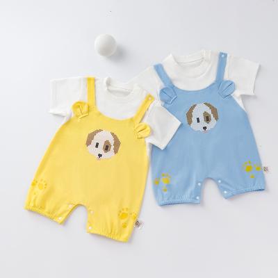 China 6 Months-old One-Piece Baby Cartoon Thin 100% Cotton Baby Clothes Summer Climbing Clothes for sale