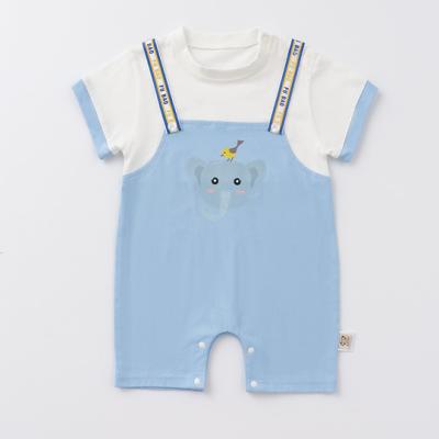 China 100% Pure Cotton Newborn Short Sleeve Baby Clothing Infant Suspender Overalls for sale