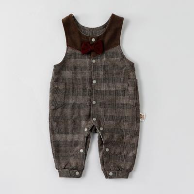 China Neutral 100% Cotton Autumn Jumpsuit Plaid Overalls Clothes Kids Fashion Sleeveless Baby Overalls for sale