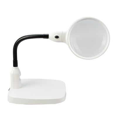 China Soft Large Magnifying Glass For Inspection LED Light Desk Magnifier 10X High Definition Plug-in Reading Lighting Desk Lamp Magnifier for sale