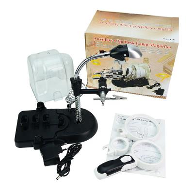 China 3 lenses to replace the use of each other 2.5X 5X 16X clip on hands free magnifier with light for reading for sale