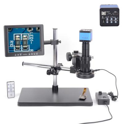 China 34MP 2K USB Digital 60 LED Industrial Microscope Camera 180X C-MOUNT Video Lens HDM-compatible Zoom For Phone PCB Soldering HY-3307 for sale