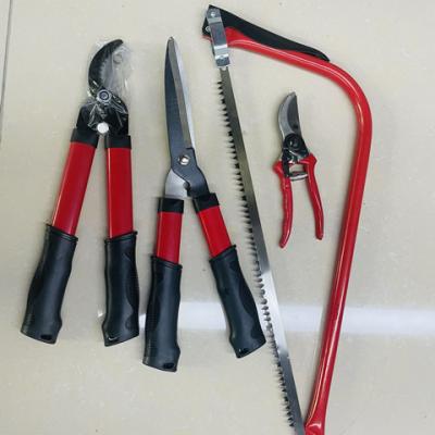 China 4pcs long length garden tool kit, long handle hedge shear, lopper, bypass pruner, bow saw for garden using, for sale