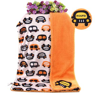 China Custom Kids Embroidery Anti-pilling Floral Yellow Color Flannel Fleece Baby Blanket for sale