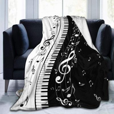 China Warm and Cozy Delerain Piano Keys Music Note, Lightweight Flannel Fleece Blanket for All Season and All People for sale