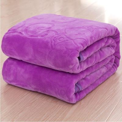 China Anti-pilling 100%Polyester Super Soft Adult Purple Flannel Sheet Fleece Blanket for sale