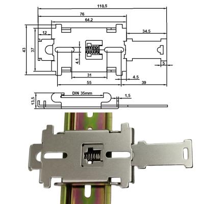 China Din 35mm loop rail guide C45 single phase epoxy loop installation rail guide fixed rail solid state relay clip for sale