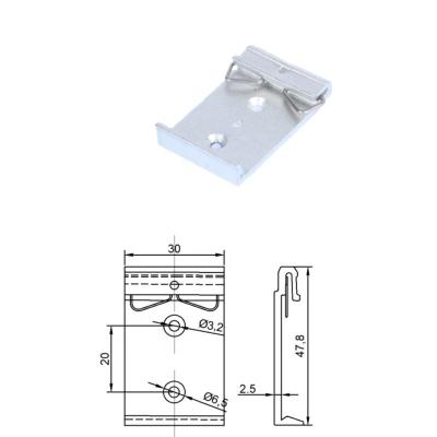 China Industrial electrical appliances aluminum alloy 30wide vertical 2 holes rail fixing clip 35MM guide rail clip C45 guide rail buckle for sale