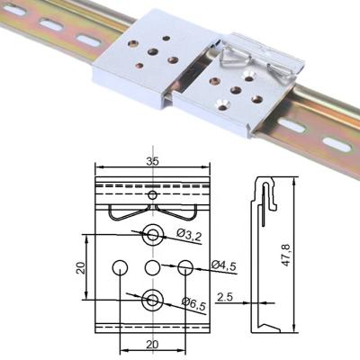 China Industrial Electrical Appliances Aluminum Alloy 5 Hole Relay Buckle DIN Wide Guide Rail Bracket Aluminum Alloy Guide Rail Buckle 35 for sale