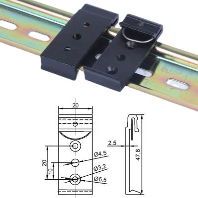 China Installed on national standard 35mm DIN rail 35mm guide rail buckle for easy installation DIN guide rail buckle clip aluminum alloy black bracket for sale