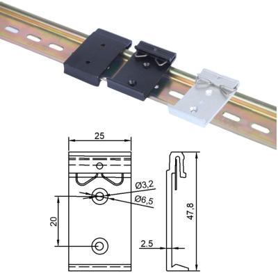 China Aluminum Alloy 25 Holes Industrial Electrical Appliances Vertical 2 Holes Rail Fixing Clip 35MM Guide Rail Clip C45 Guide Rail Wide Buckle for sale