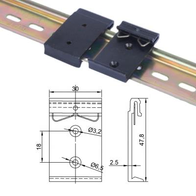 China Installed on 35mm DIN rail rail fixing clip for relative installation, rail rack clip bracket, aluminum din rail snap rack clip fastener for sale