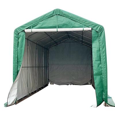 China Outdoor Metal Garage Tent Storage Tent 3x6m Waterproof Dark Green PE Fire Resistant 220g/m2 for sale